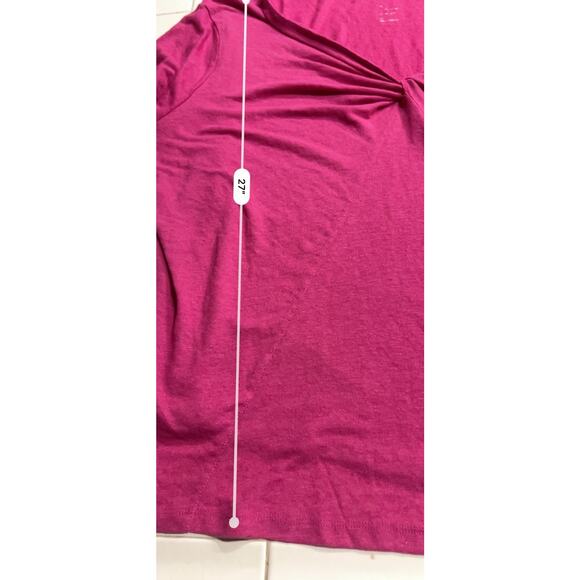 A New Day Linen V Neck Twist Short Sleeve Top Pink Women 4X - Picture 3 of 5